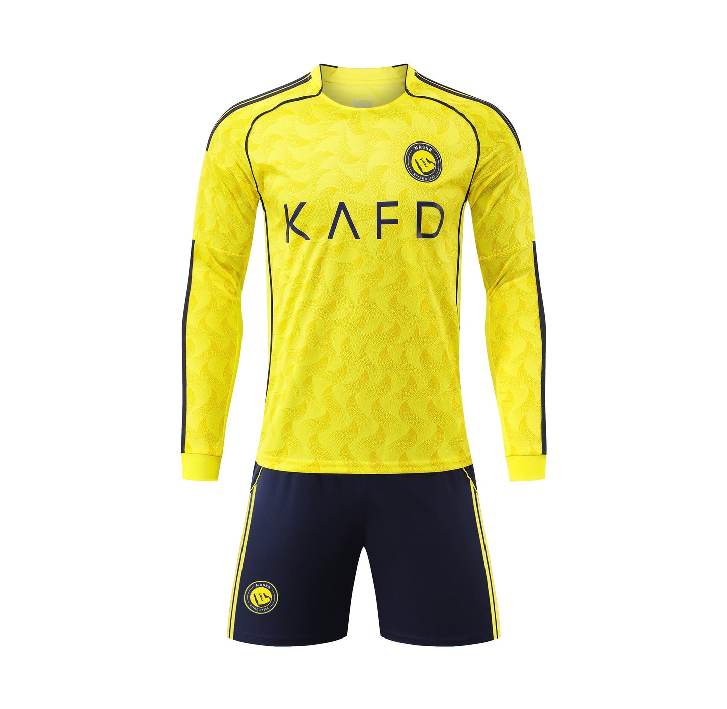 Al Nassr Home long sleeve youth soccer set - Ronaldo