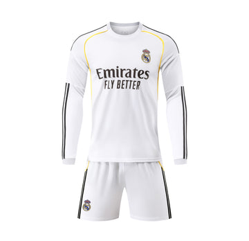 Madrid home long sleeve youth soccer set - Mbappe #10
