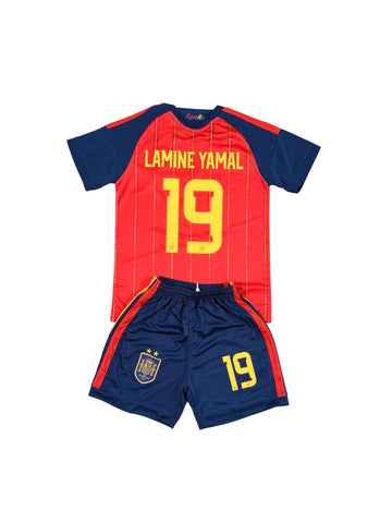 Spain Home Two Stars youth soccer set - Lamine Yamal #19