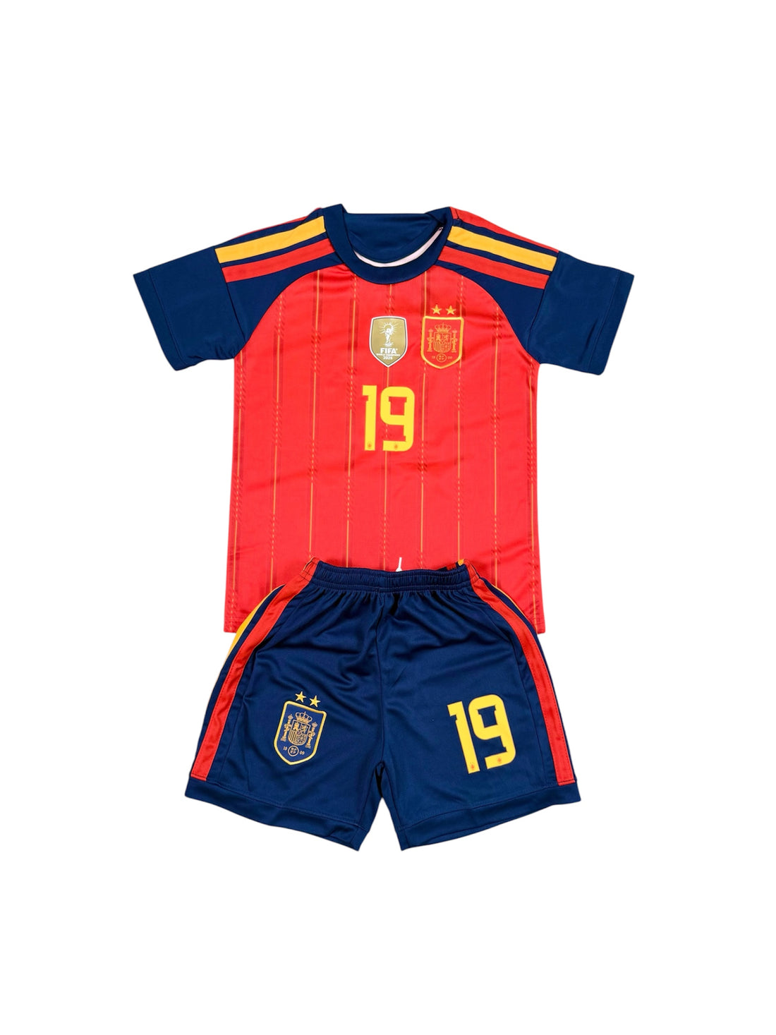 Spain Home Two Stars youth soccer set - Lamine Yamal #19